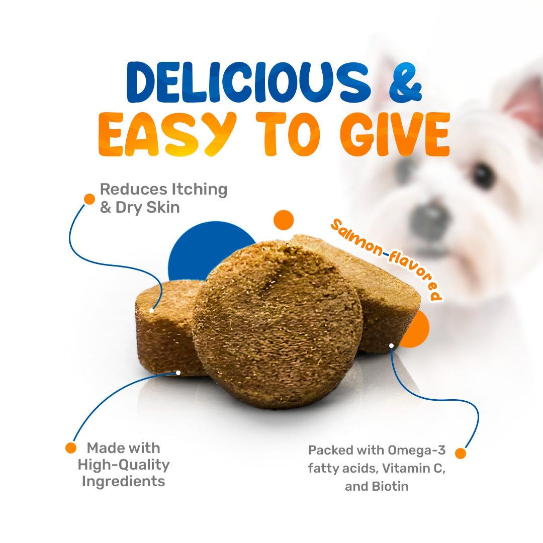 Sniff & Chomp Skin & Coat Chews for Dogs – Omega-3 Supplement