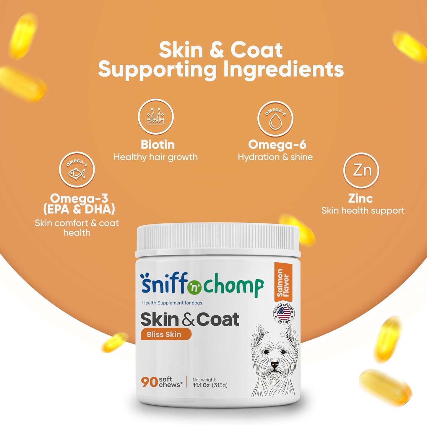 skin and coat chews - sniff 'n' chomp