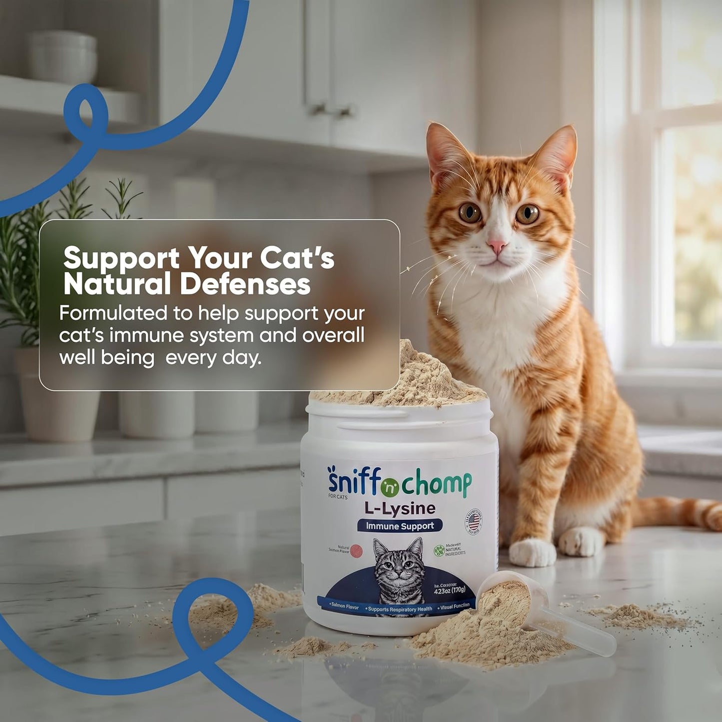immune support l-lysine powder for cats - sniff 'n' chomp