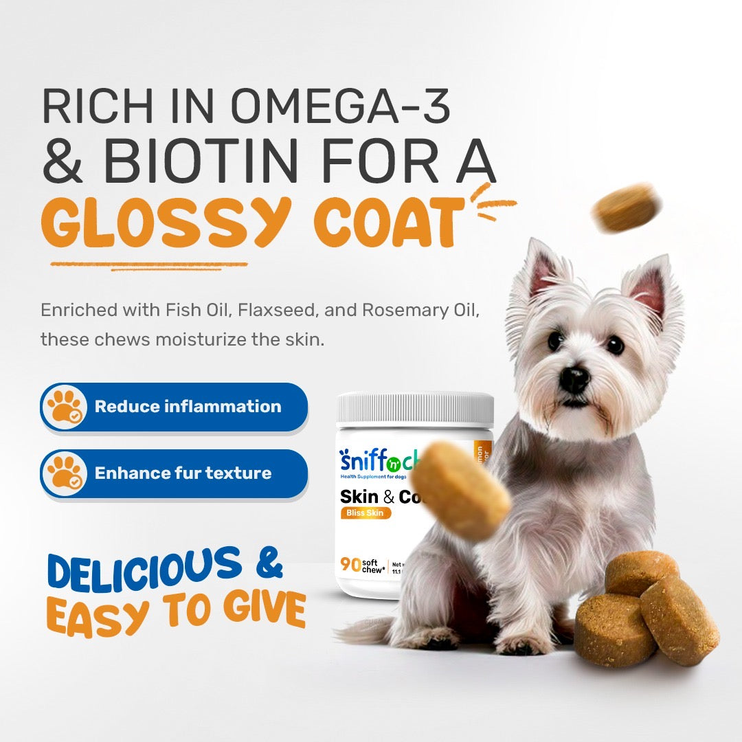 Dog chews for shiny coat and healthy skin – salmon flavor